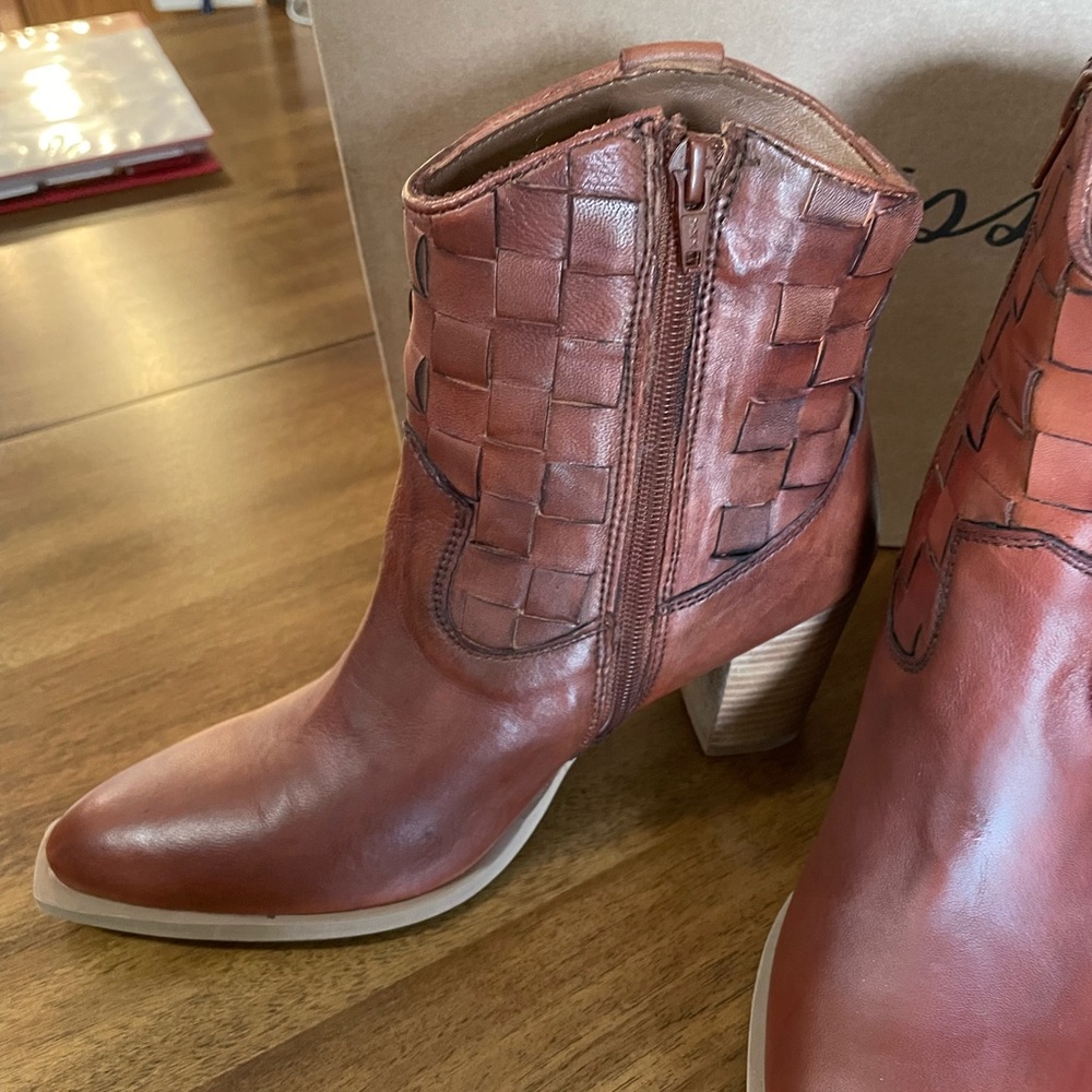 Matisse Woven Leather Ankle Boots - Rich Brown - Picture 2 of 10